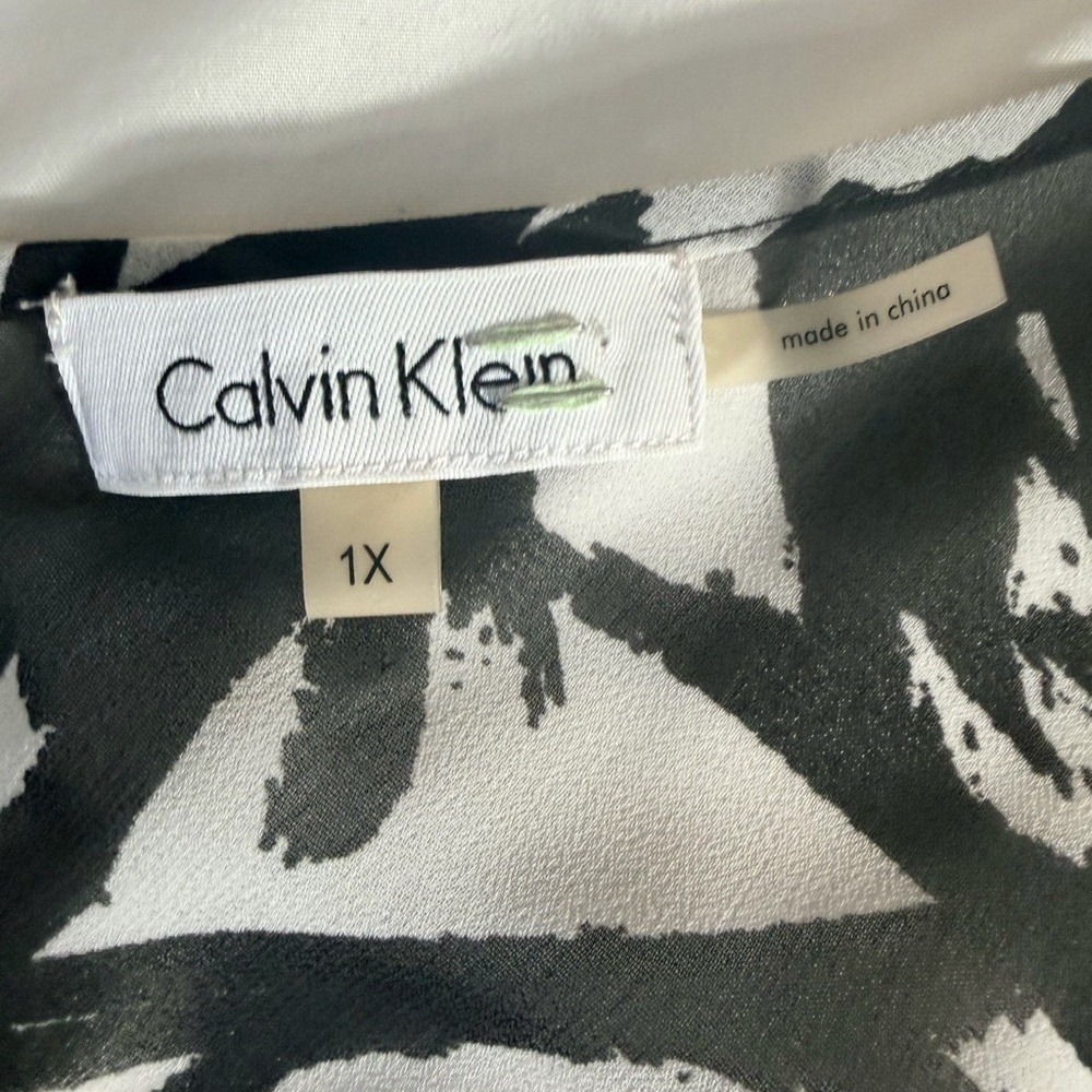 Calvin Klein Black Blouse Size 1X - Layered Chiffon Ruffle Blouse Top - Picture 3 of 12